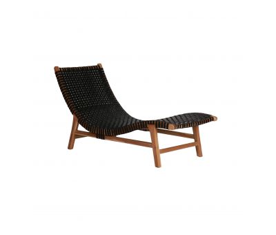 Block and chisel teak and leather lounger