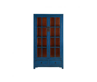 Blue lacquered display cabinet 