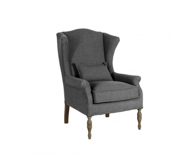 upholstered wingback with turned wooden legs