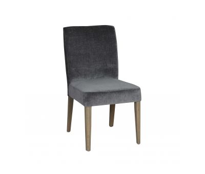 Harley Dining Chair - Cotton silver grey seating with wooden legs