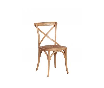 Block & Chisel Pacific Oak crossback dining chair with rattan seat