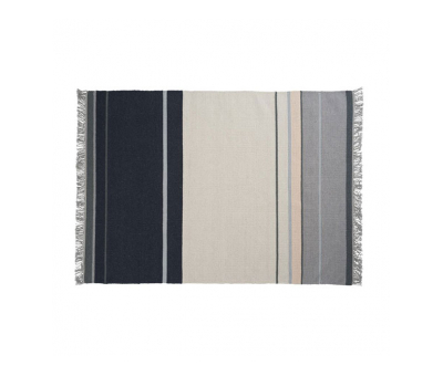Block & Chisel multi-coloured stripe wool rug with fringe detail