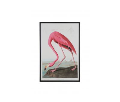 Flamingo bird print with wooden frame 