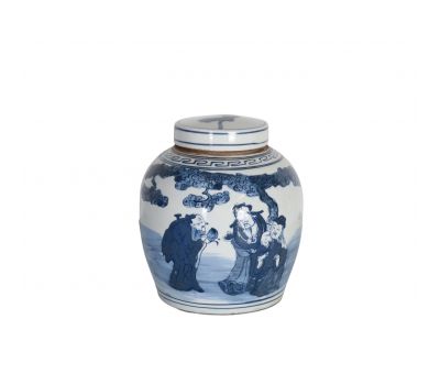 blue and white ceramic jar with lid 