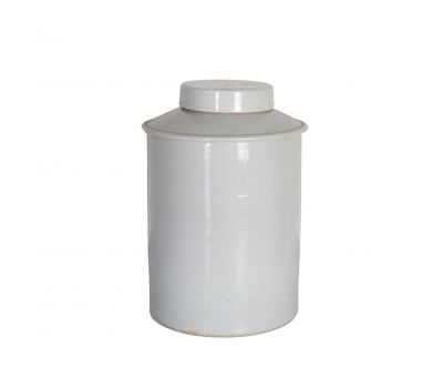 White ceramic jar with lid 