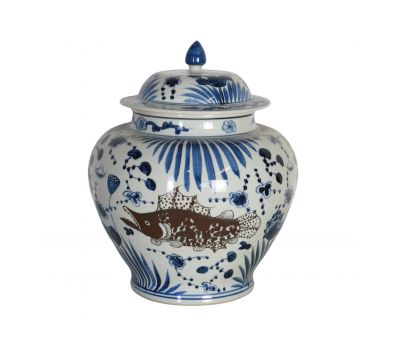 blue and white ceramic ginger jar with lid 