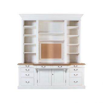 Block & Chisel weathered oak work station with a antique white finish