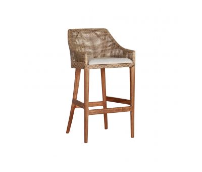 Rattan and wood bar chair 