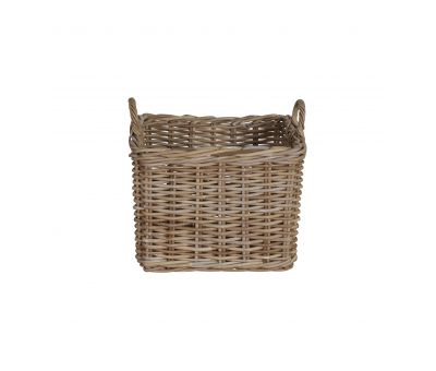 Square rattan storage basket with handles