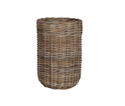 Tall narrow kubu weave basket with plastic lining