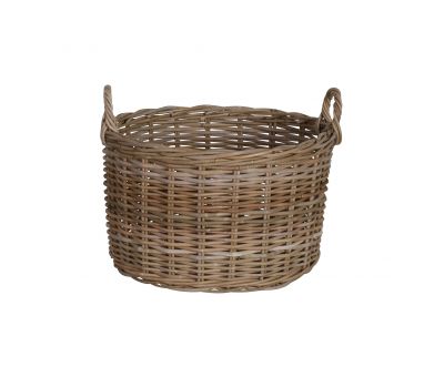 Round kubu weave basket with handles