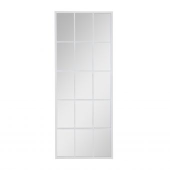 White metal framed window pane mirror