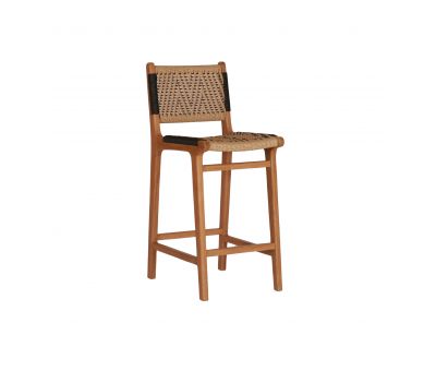 teak and rope outdoor bar chair 