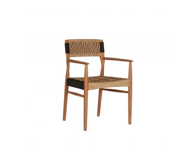 teak and rope outdoor dining armchair 