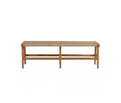 outdoor bench in synthetic viro rope weave and teak frame