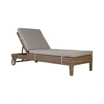 Block & Chisel synthetic rattan outdoor lounger with cushion