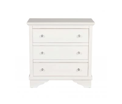 block and chisel 3 drawer bedside table in white