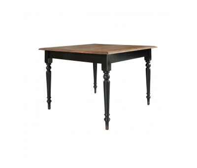 Block & Chisel square antique weathered oak dining table with black finish