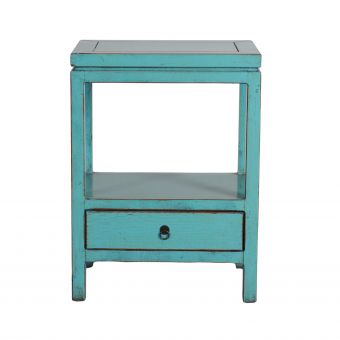 Indochine bedside table with one drawer and open shelf