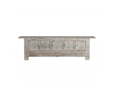Large sideboard with distressed finish carving detail