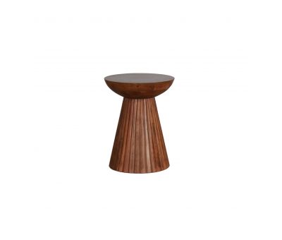 Wooden side table with ridged detail on the bottom base.