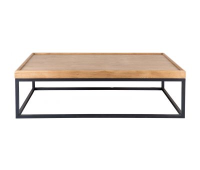 Block & Chisel weathered oak coffee table with wrought iron frame