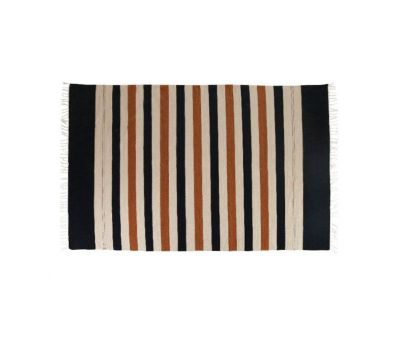 brown striped cotton rug