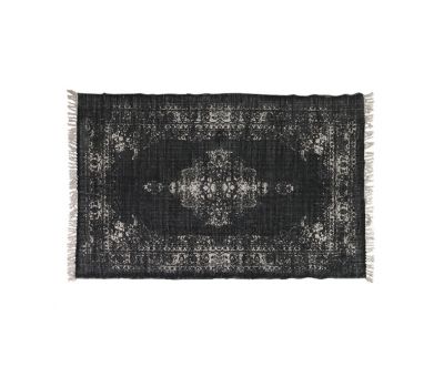 Black cotton rug with tassels 