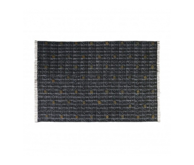 Indus rug in black with mustard detail