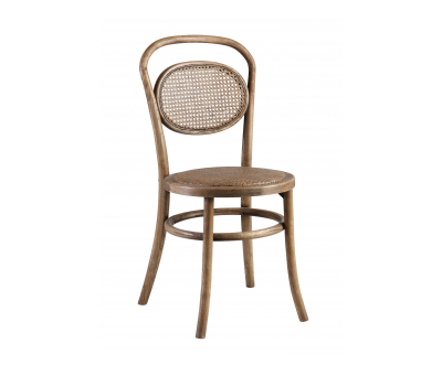 Oak dining chair with rattan back