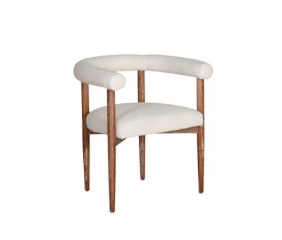 accent chair in cream with oak wood frame 