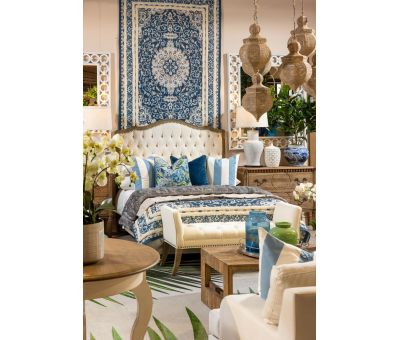 Blue tufted dhurrie rug Naksha Collection 