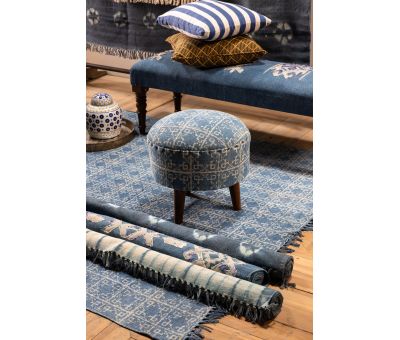 blue and white cotton rug