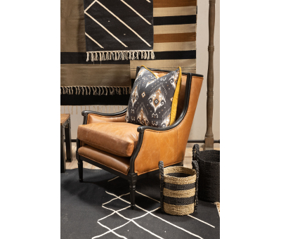 Leather wingback with wooden frame 