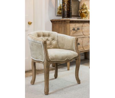 Small french tub chair upholstered in velvet