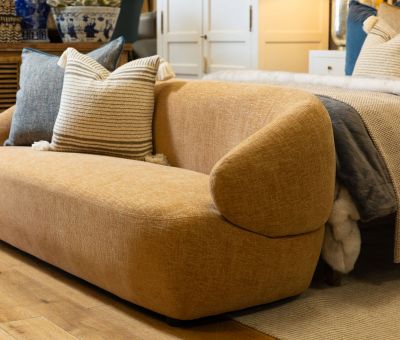 modern 3 seater sofa upholstered in chenille fabric