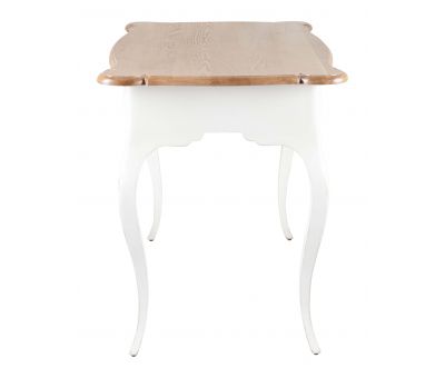 Block & Chisel cabriole leg writing table with scalloped top and white base