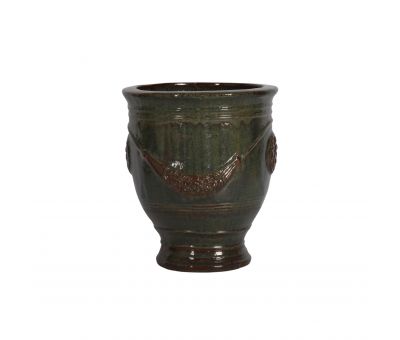 block and chisel green  anduze glazed pot