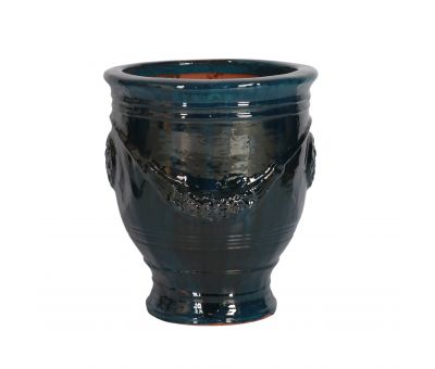 block and chisel teal  anduze glazed pot