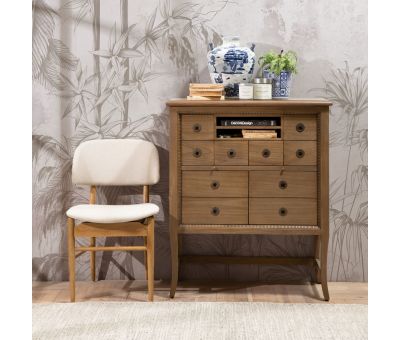 Block and chisel highboard in melia wood