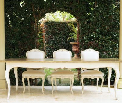 Block & Chisel weathered oak dining table with antique white base