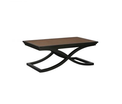 Cross leg coffee table with rattan inlay top