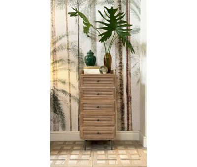 Louvre drawers tallboy with metal legs