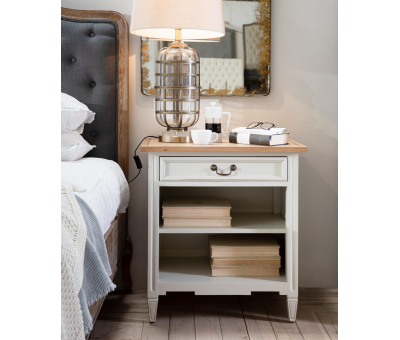 Block & Chisel weathered oak bedside table with antique white base