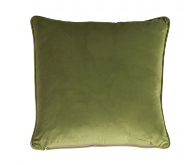Lemon cushion with green velvet backing. 