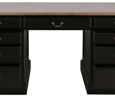 Block & Chisel antique weathered oak pedestal desk with matt black finish