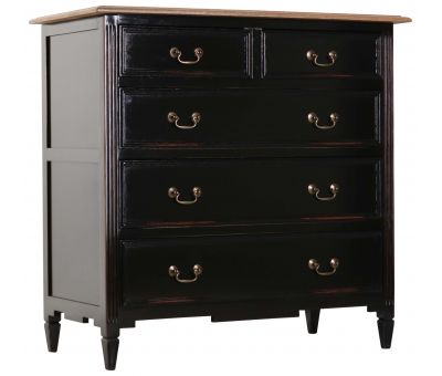 Block & Chisel weathered oak 5 drawer chest with black base