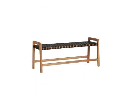 Block and chisel Teak and leather bench 