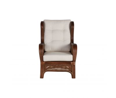 Cane and rattan wingback chair with footstool 