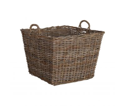 Kubu weave rectangular basket with wicker handles.